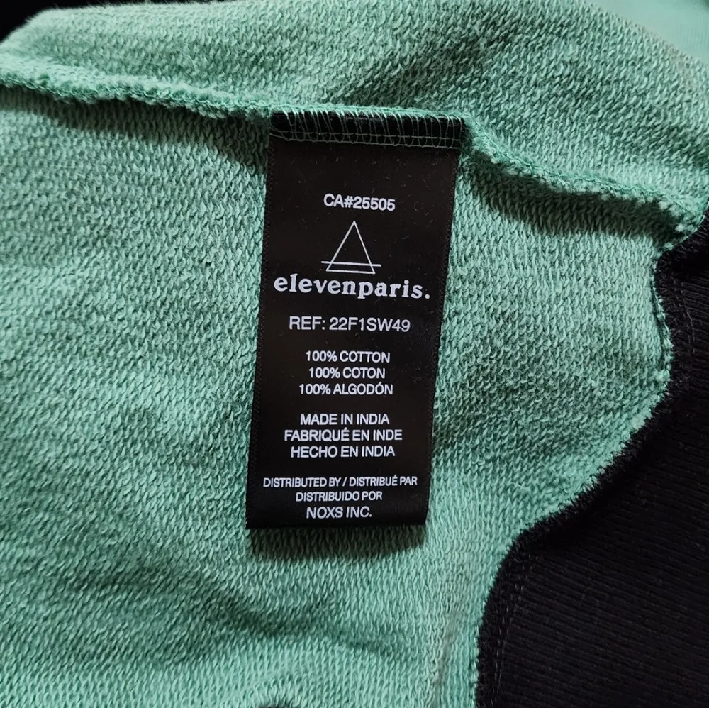 Eleven Paris Graphic Sweatshirt Long Sleeve Men's Drawstring Hoodie Fir green L - Picture 9 of 9